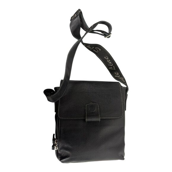 Style Line Men's Genuine Leather Cross Body Shoulder Messenger Bag Black 11"x10" - Picture 4 of 7